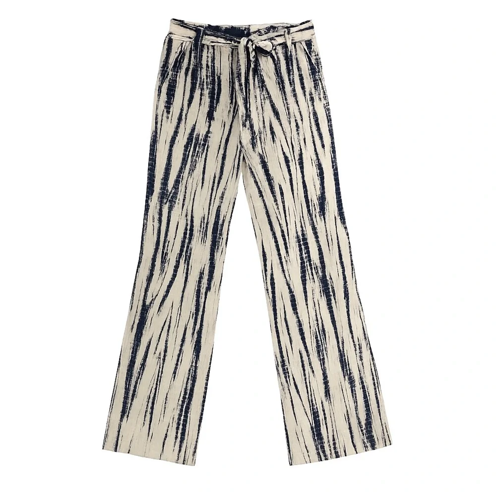 Linen Wide Leg Paperbag Pants XL | Elastic Waist Resort Coastal